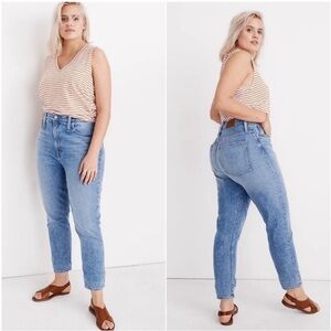 Madewell The Momjean Distressed High Rise in Melva Wash Plus Size Jeans